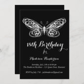 Butterfly 18th Birthday Invitation Kaart (Voorkant / Achterkant)