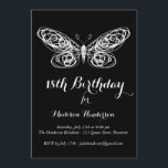 Butterfly 18th Birthday Invitation Kaart<br><div class="desc">Fancy linttype en een handgeschetst vlinderaccent op deze verjaardagsuitnodiging.</div>