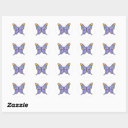 Butterfly 1 ronde sticker (Vel)