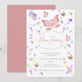 Butterfly 1e verjaardag uitnodiging in het Spaans (Voorkant / Achterkant)