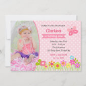 Butterfly 1e Verjaardag Uitnodigingen met Foto (Voorkant)