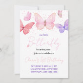 Butterfly 1e verjaardagsfeestje kaart (Voorkant)