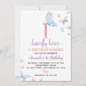 Butterfly 1st Birthday Invitation Kaart (Voorkant)