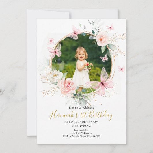 Butterfly 1st Birthday Kaart (Voorkant)