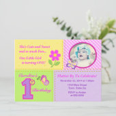 Butterfly 1st Birthday Uitnodiging 5x7 Fotokaart (Staand voorkant)
