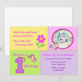 Butterfly 1st Birthday Uitnodiging 5x7 Fotokaart (Voorkant / Achterkant)