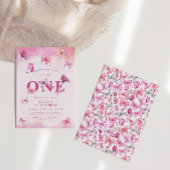 Butterfly 1st verjaardag Baby Girl Pink Gold Dust Kaart
