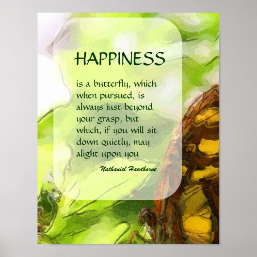 Butterfly 2 Happiness Inspirerend Quote Poster (Voorkant)