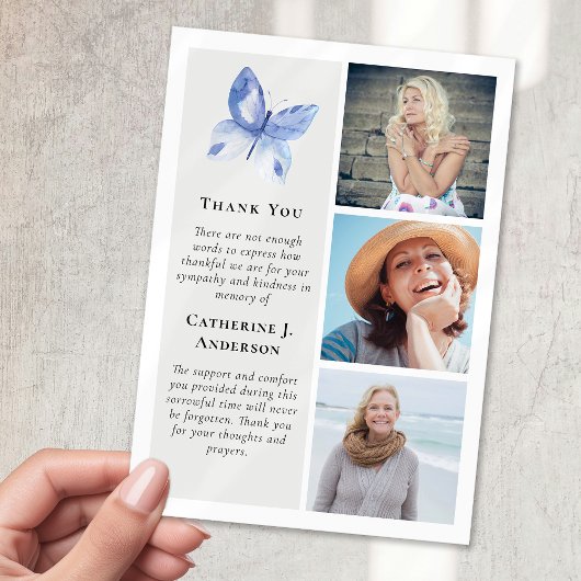 Butterfly 3 foto Sympathy begrafenis Bedankkaart