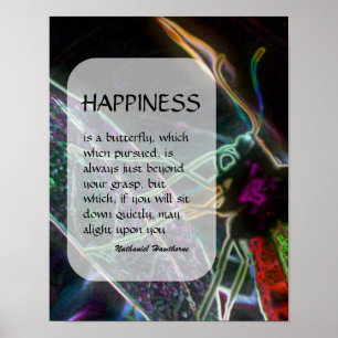 Butterfly 3 Happiness Inspirerend Quote Poster