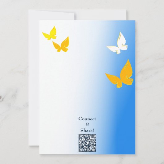 Butterfly 4th Birthday Party Invitation Kaart (Achterkant)