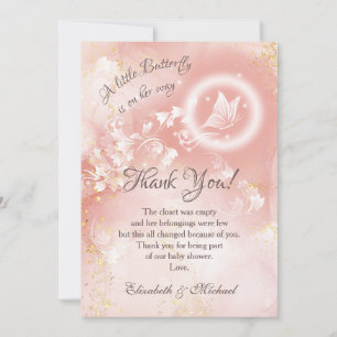 Butterfly Abriot Waterverf Baby shower Dank u wel Kaart