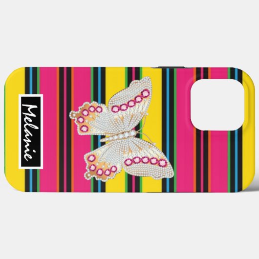 Butterfly abstract retro stripes hipster minimal Case-Mate iPhone Case (Achterkant (horizontaal))