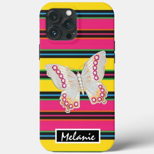 Butterfly abstract retro stripes hipster minimal Case-Mate iPhone Case (Achterkant)