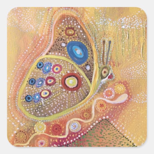 Butterfly Abstracte Kunst Schilderen Vierkante Sti Sticker (Voorkant)
