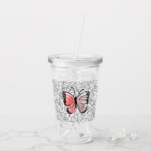 Butterfly Acrylknoltablet Rozen Acryl Drinkbeker (Achterkant ijs)