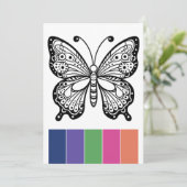 Butterfly Adult Kleurplaten Kaarten en Kleurenpale (Staand voorkant)
