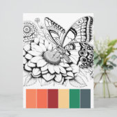 Butterfly Adult Kleurplaten Kaarten & Kleurcombina (Staand voorkant)