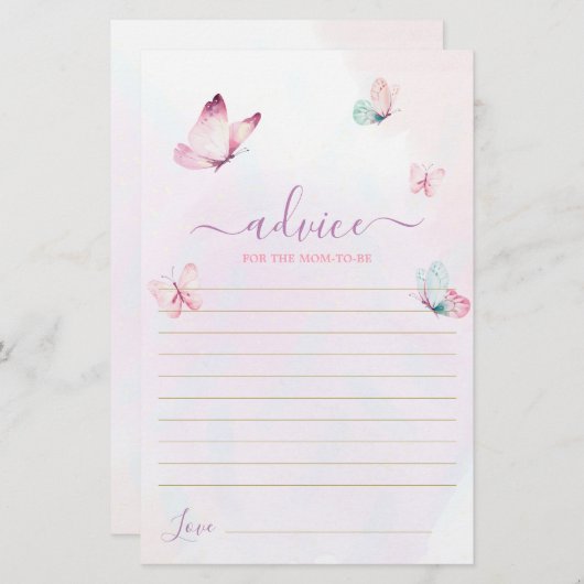 Butterfly Advies voor de moeder om kaart te zijn (Voorkant / Achterkant)