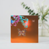 BUTTERFLY AGATE, geel oranje blauw, lichtroze Kaart (Staand voorkant)