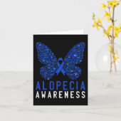 Butterfly Alopecia Awareness Blue AA Ribbon Suppor Kaart (Gele Bloem)