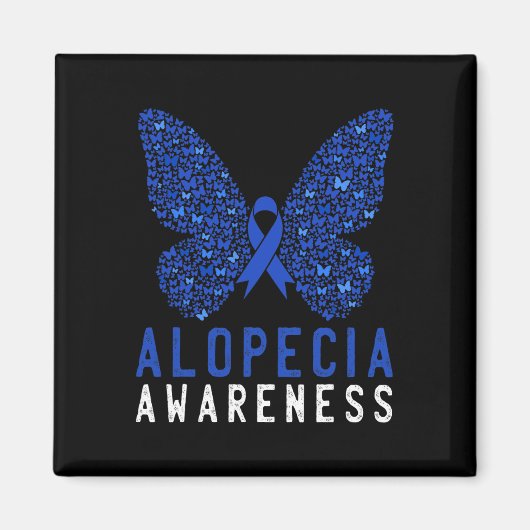 Butterfly Alopecia Awareness Blue AA Ribbon Suppor Magneet (Voorkant)