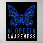 Butterfly Alopecia Awareness Blue AA Ribbon Suppor Poster (Voorkant)