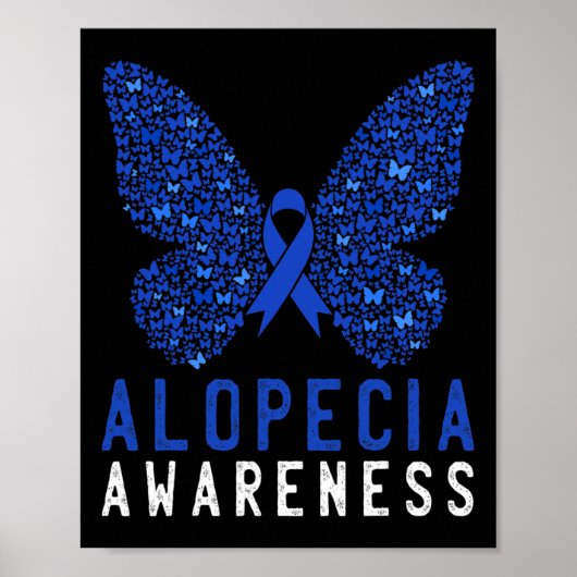 Butterfly Alopecia Awareness Blue AA Ribbon Suppor Poster (Voorkant)