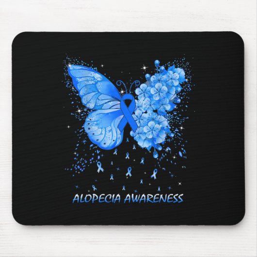 Butterfly Alopecia Awareness Ribbon Muismat (Voorkant)