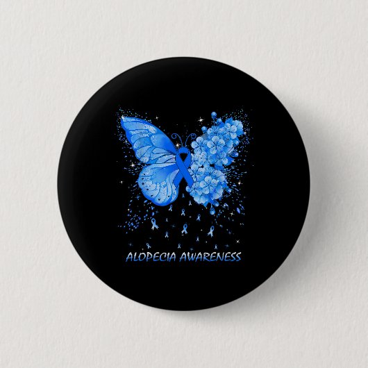 Butterfly Alopecia Awareness Ribbon Ronde Button 5,7 Cm (Voorkant)