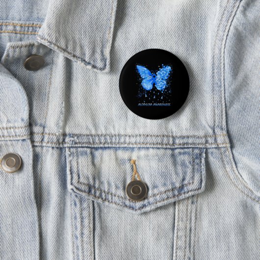 Butterfly Alopecia Awareness Ribbon Ronde Button 5,7 Cm (In situ)