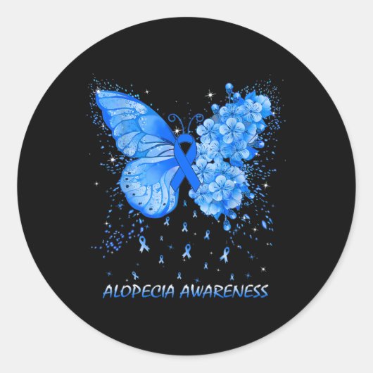 Butterfly Alopecia Awareness Ribbon Ronde Sticker (Voorkant)