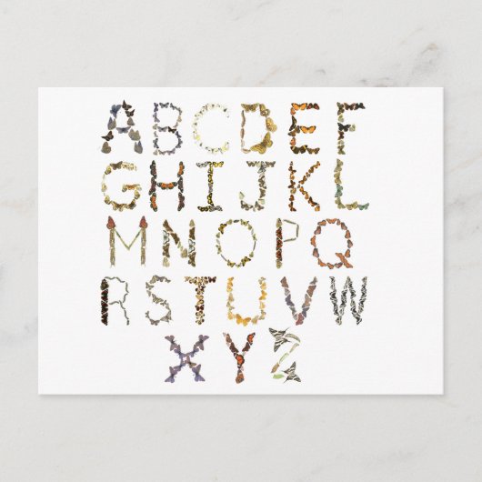 Butterfly Alphabet - Natuur Alfabet ABC Briefkaart (Voorkant)