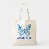 Butterfly ALS Awareness Month Blue Ribbon Support Tote Bag (Achterkant)