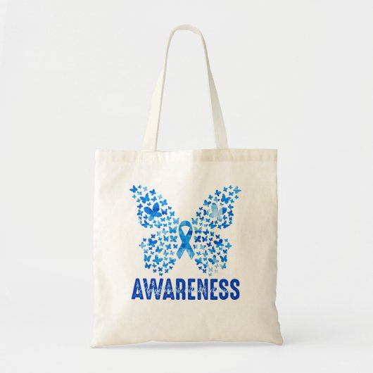 Butterfly ALS Awareness Month Blue Ribbon Support Tote Bag (Voorkant)