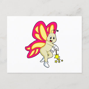 Butterfly als Tovenaar met Magische Wand Briefkaart