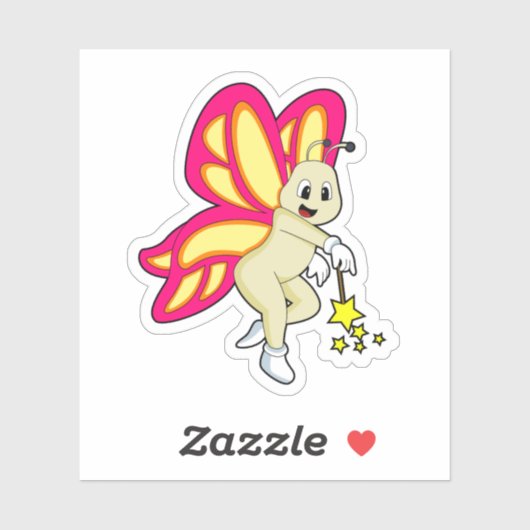 Butterfly als Tovenaar met Magische Wand Sticker (Vel)