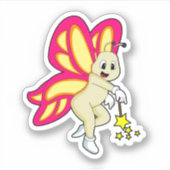 Butterfly als Tovenaar met Magische Wand Sticker (Voorkant)