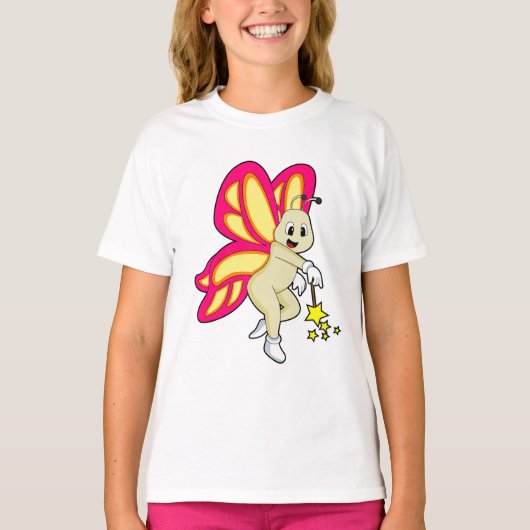 Butterfly als Tovenaar met Magische Wand T-shirt (Voorkant)