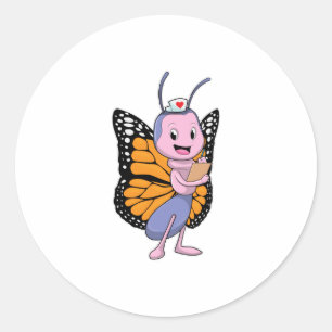 Butterfly als verpleegster ronde sticker