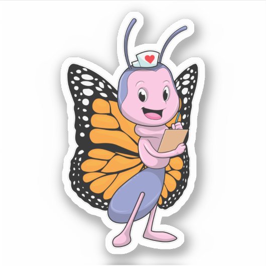Butterfly als verpleegster sticker (Voorkant)