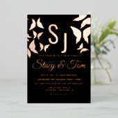 Butterfly Ampersand Ppress Black Folie Invitation Folie Uitnodiging (Staand Voorkant)