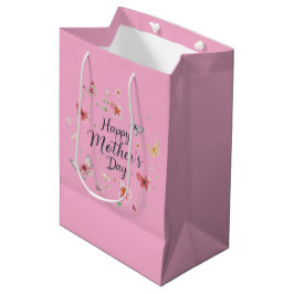 Butterfly and Floral Happy Mother's Day  Medium Cadeauzakje