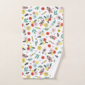 Butterfly And Floral Pattern Bad Handdoek (Handdoek)