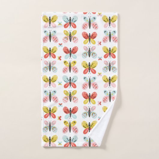 Butterfly And Floral Pattern  Bad Handdoek (Handdoek)