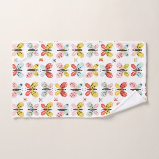 Butterfly And Floral Pattern  Bad Handdoek (Handdoek)