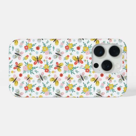 Butterfly And Floral Pattern  iPhone Hoesje (Achterkant horizontaal)
