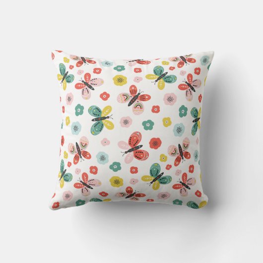 Butterfly And Floral Pattern  Kussen (Achterkant)