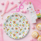 Butterfly And Floral Pattern  Papieren Bordje (Feest)