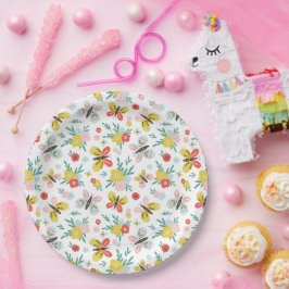 Butterfly And Floral Pattern Papieren Bordje
